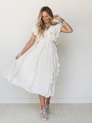 Thrills and Frills Ruffle Maxi Dress: undefined