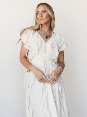 Thrills and Frills Ruffle Maxi Dress - Ivory S / Ivory