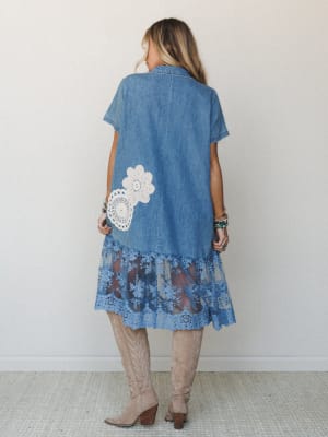 Flower Patch Maxi Dress - Denim L / Denim