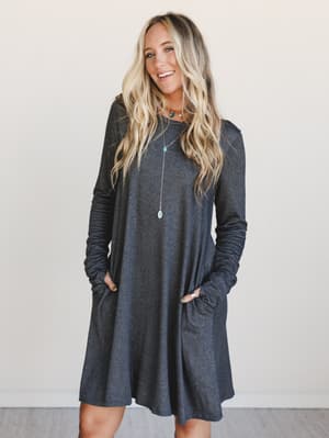 the-nest-jake-long-sleeve-crewneck-dress-charcoal/Charcoal