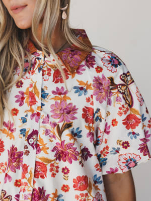 Julie Floral Dress - Ivory L / Ivory