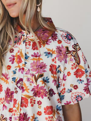 Julie Floral Dress - Ivory L / Ivory