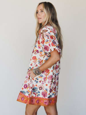 Julie Floral Dress - Ivory L / Ivory