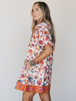 Julie Floral Dress - Ivory L / Ivory