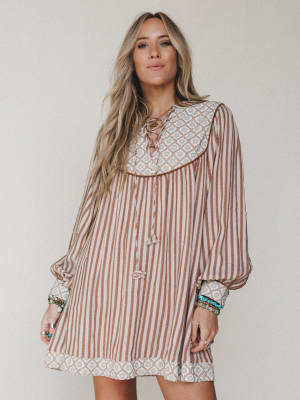 Amber Dress - Almond Stripe L / Almond Stripe
