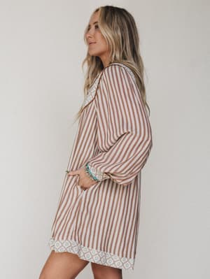 Amber Dress - Almond Stripe L / Almond Stripe