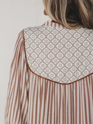 Amber Dress - Almond Stripe L / Almond Stripe