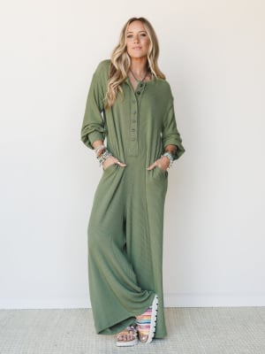 The Nest Daphne Textured Long Sleeve Jumpsuit: undefined
