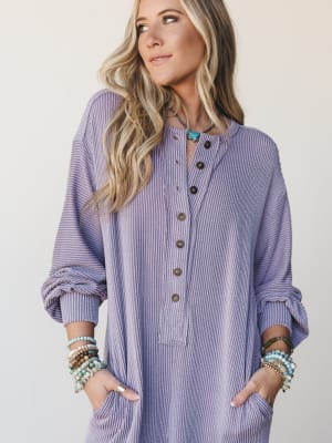 The Nest Daphne Textured Long Sleeve Jumpsuit - Orchid XL / Orchid