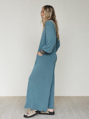 The Nest Dahlia Darling Wide Leg Jumpsuit - Teal XL / Teal