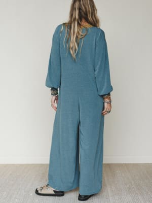 The Nest Dahlia Darling Wide Leg Jumpsuit - Teal XL / Teal