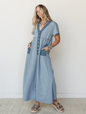 The Nest Simple Ease Button Front Wide Leg Jumpsuit: undefined