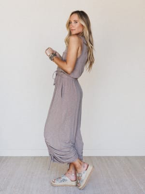 The Nest Solie Cinched Jumpsuit - Brown M / Brown