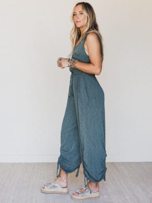 The Nest Solie Cinched Jumpsuit - Green Olive XL / Green Olive