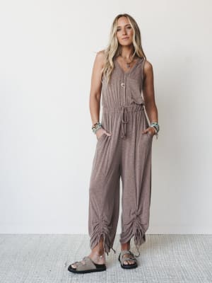 The Nest Solie Cinched Jumpsuit - Mocha S / Mocha