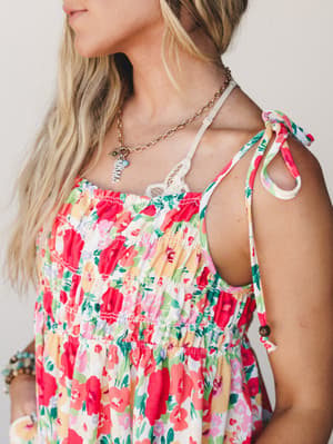 The Nest Bohemian Grace Jumpsuit - Red Floral S / Red Floral