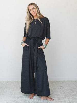 The Nest Cozy Cool Jumpsuit - Black S / Black