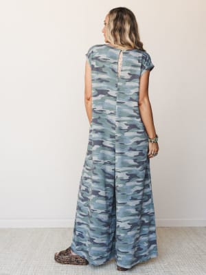 The Nest Daphne Scoop Neck Jumpsuit - Army Green Charcoal Camo S / Army Green Charcoal Camo