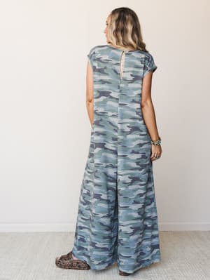 The Nest Daphne Scoop Neck Jumpsuit - Army Green Charcoal Camo S / Army Green Charcoal Camo