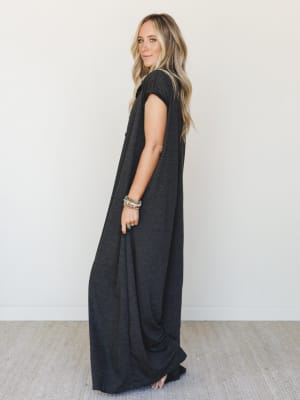 The Nest Davina Wide Leg Jumpsuit - Charcoal S / Charcoal
