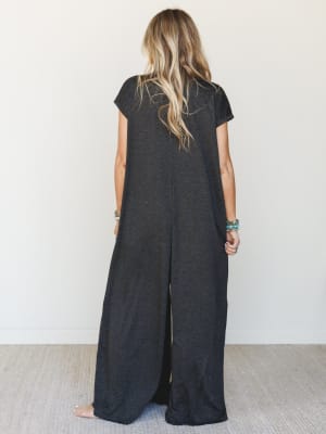The Nest Davina Wide Leg Jumpsuit - Charcoal S / Charcoal