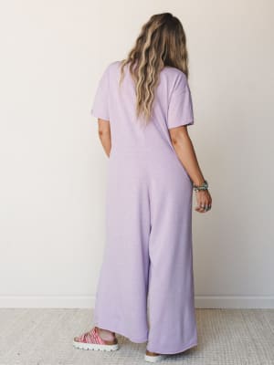 The Nest Jodi Short Sleeve Jumpsuit - Lavender S / Lavender