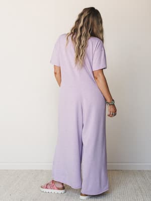 The Nest Jodi Short Sleeve Jumpsuit - Lavender S / Lavender