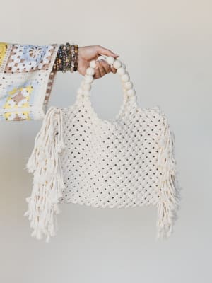 Beach Bound Fringe Tote: undefined