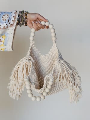 Beach Bound Fringe Tote - Ivory OS / White