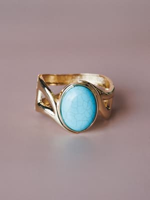 Wandering Soul Stone Bangle Bracelet: Blue