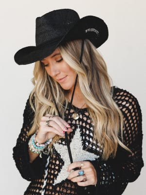 Cowboy Sun Hat - Black OS / Black