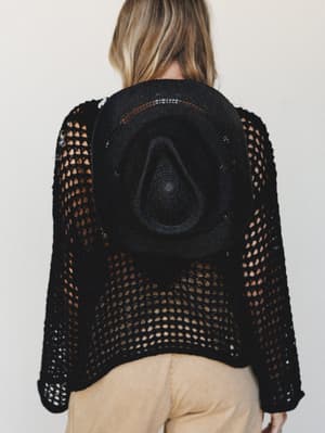 Cowboy Sun Hat - Black OS / Black