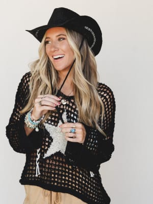 Cowboy Sun Hat - Black OS / Black