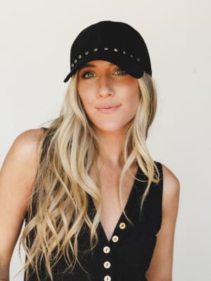 Ready to Go Studded Baseball Hat - Black OS / Black