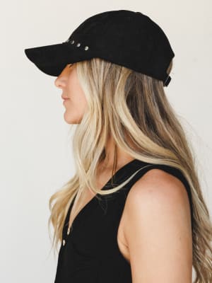 Ready to Go Studded Baseball Hat - Black OS / Black