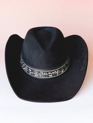 Western Song Cowgirl Hat: Black
