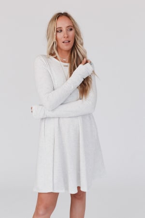 The Nest Jake Long Sleeve Crewneck Dress: undefined