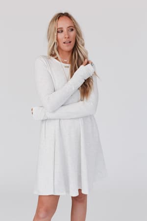 The Nest Jake Long Sleeve Crewneck Dress: undefined
