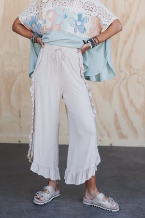The Nest Saturdays Ruffle Wide Leg Pants: undefined