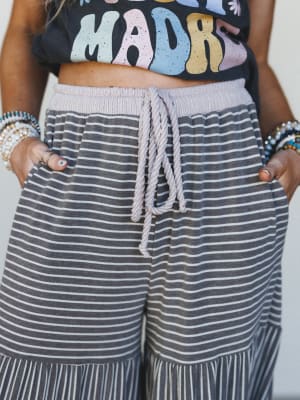 The Nest Forever Mine Striped Pants - Brown M / Brown