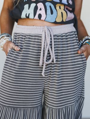 The Nest Forever Mine Striped Pants - Brown M / Brown