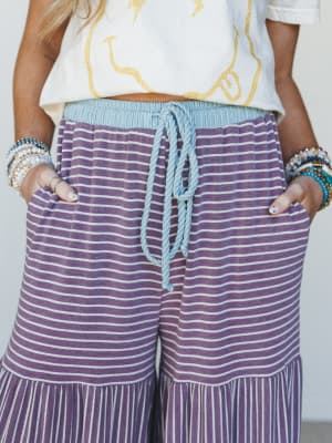 The Nest Forever Mine Striped Pants - Purple M / Purple