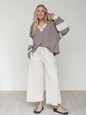 The Nest Jodi Wide Leg Pants - Beige XL / Beige