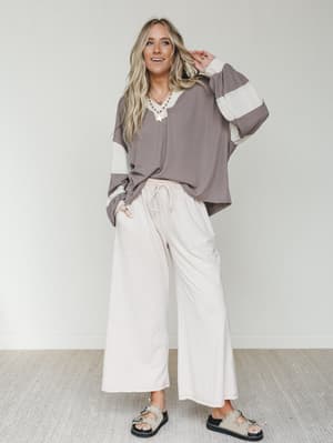 The Nest Jodi Wide Leg Pants - Beige XL / Beige