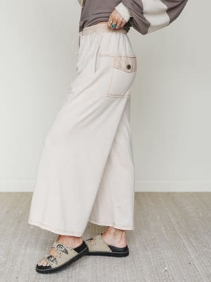 The Nest Jodi Wide Leg Pants - Beige XL / Beige