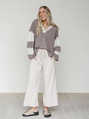 The Nest Jodi Wide Leg Pants - Beige XL / Beige