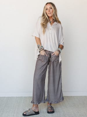 The Nest Mystic Mirage Printed Wide Leg Pants - Black S / Black