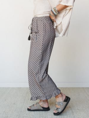 The Nest Mystic Mirage Printed Wide Leg Pants - Black S / Black
