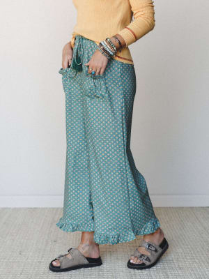 The Nest Mystic Mirage Printed Wide Leg Pants - Teal XL / Teal
