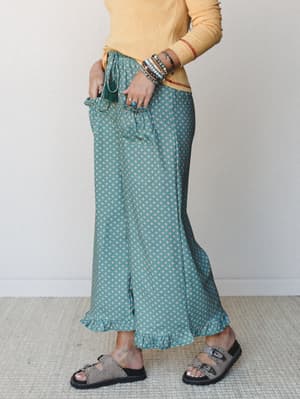 The Nest Mystic Mirage Printed Wide Leg Pants - Teal XL / Teal